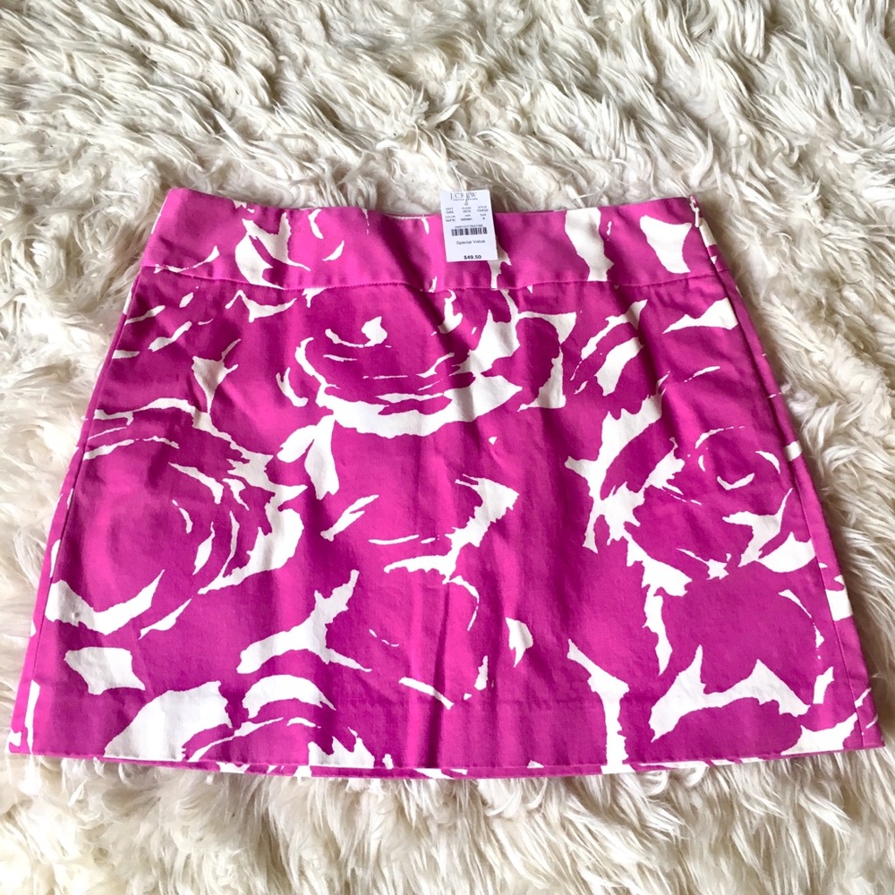 Pink Flower JCrew Stretch Skirt (NWT)